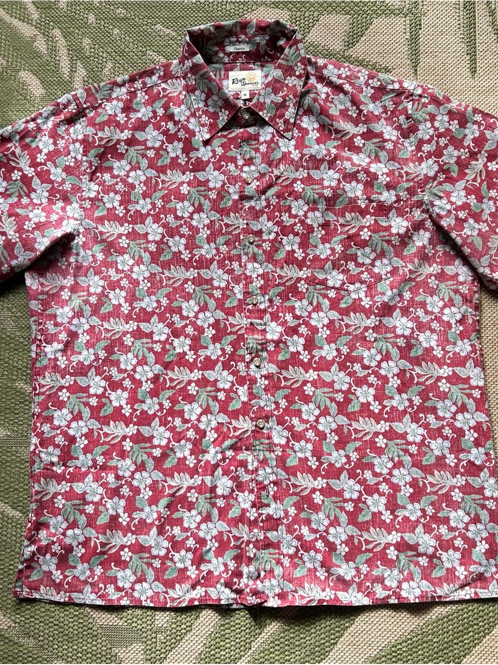 Reyn Spooner Red and White Floral Button-Down Shirt